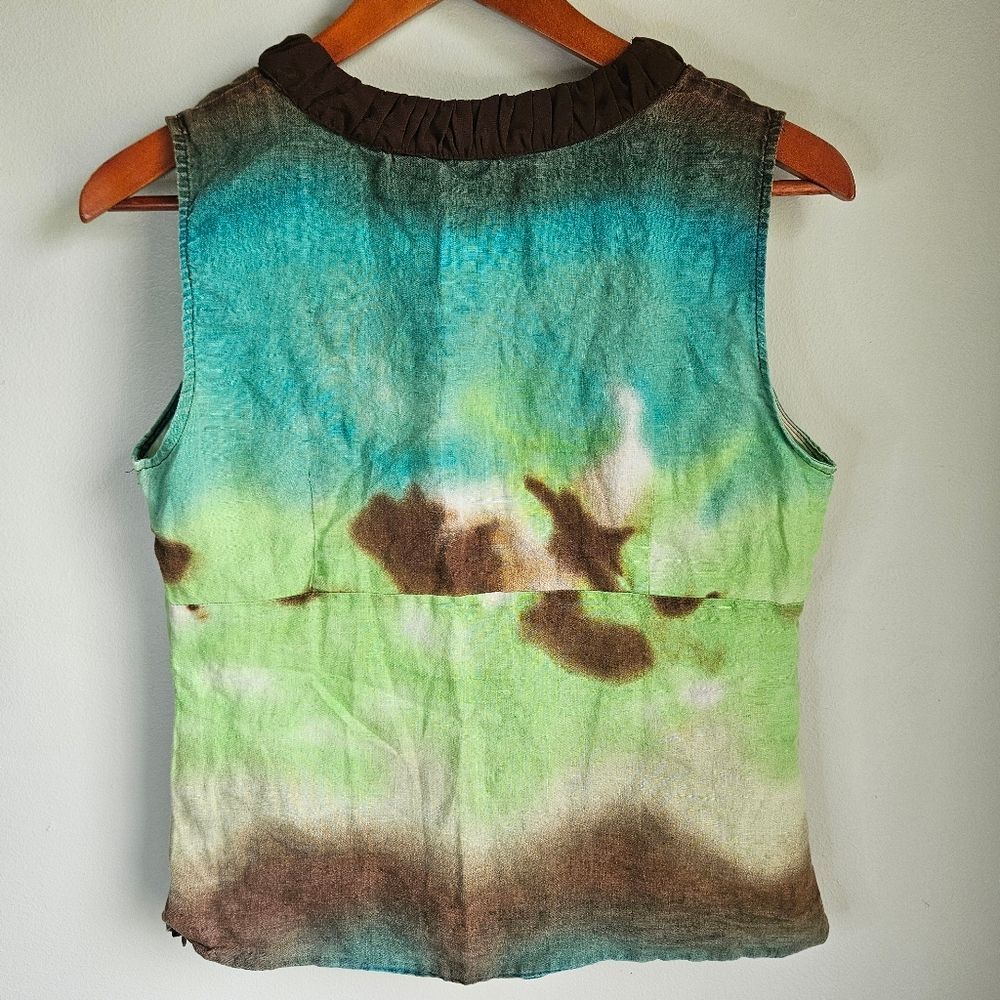 Saint Tropez West Linen Babydoll Top Women's Medium Tie Dye Hippie Boho Summer - Picture 4 of 9